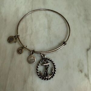 Alex and Ani Nautical Anchor Charm Bangle Bracelet  Rafaelian Silver Finish